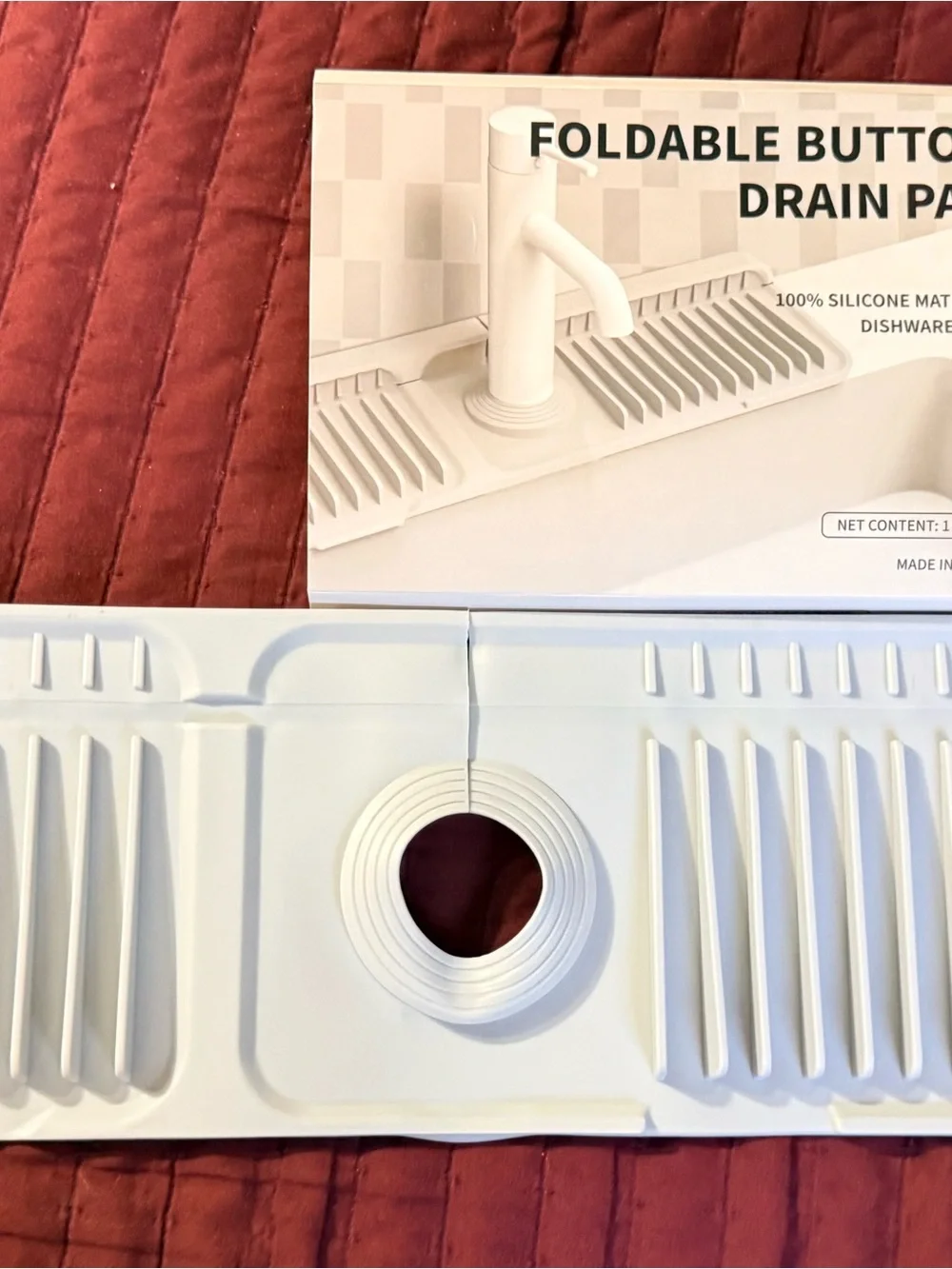Foldable Button Drain Pad Silicone Sink Rack - White